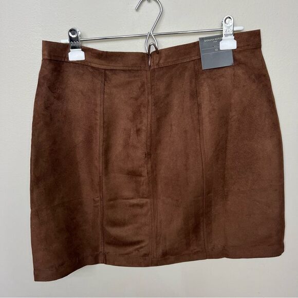 Banana Republic NWT Brown Vegan Faux Suede A-Line Mini Skirt Size 12 - Picture 3 of 14